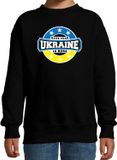 Bellatio Decorations Have fear Ukraine is here sweater met sterren embleem in de kleuren van de Oekraiense vlag - zwart - kids - Oekraine supporter / Oekraiens elftal fan trui / EK / WK / kleding 134/146