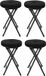 Home & Styling Pouf/tabouret - Set de 4 - Pliable - Noir - Velours côtelé - D33 x H49 cm