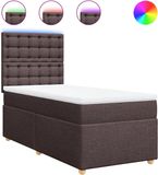 vidaXL Boxspring bed met matras stof donkerbruin 90x190 cm