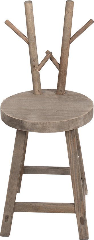 Clayre & Eef Plantentafel - 30x30x70 cm - Bruin - Hout - Gewei Kruk
