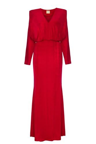 Swing Fashion Greta rode jurk met lange mouwen - S