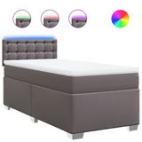 vidaXL Boxspringbed met matras, kunstleer, grijs, 100x200 cm
