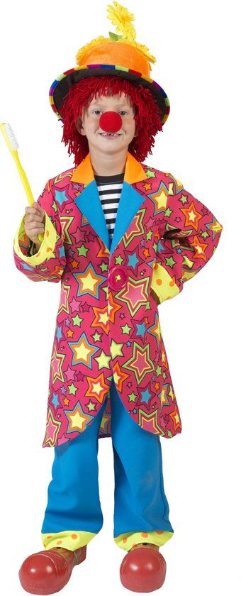 Funny Fashion Clown & Nar Kostuum Gekke Bonte Clown Kostuum Maat 140 Carnaval kostuum Verkleedkleding