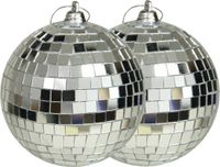 Othmar Decorations discobal kerstballen - 2x - zilver - 10 cm - kunststof - spiegelbol