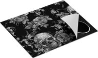 Chefcare Inductie Beschermer Doodshoofden met Bloemen - Zwart Wit - 65x55 cm