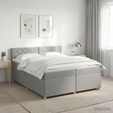 vidaXL Boxspringbed met matras, lichtgrijs, 200 x 200 cm, gestoffeerd