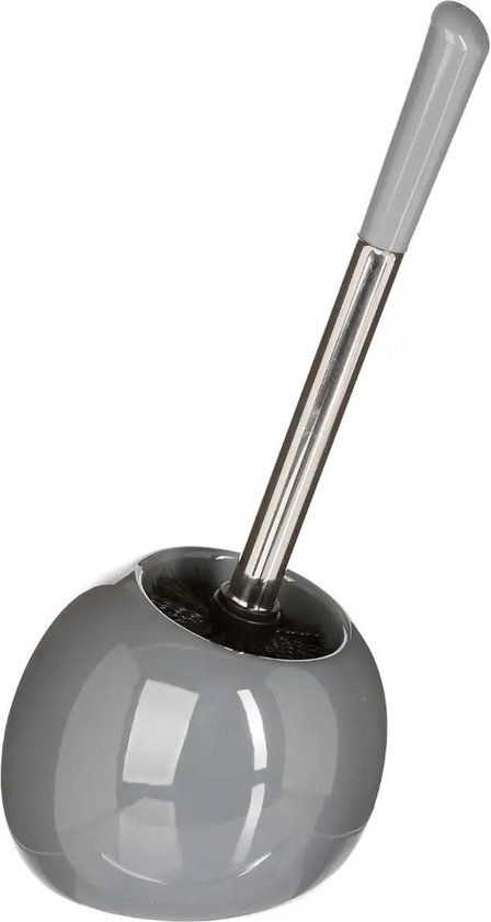 5five Toiletborstel met houder rond grijs glans keramiek 36 cm