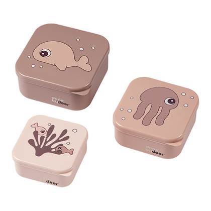 Done by Deer by Deer Sea Friends Snackbox Set van 3 - Roze