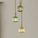 Lindby - Hanglamp - 3 lichtpunten - Glas, ijzer - Groen, amber, rookgrijs