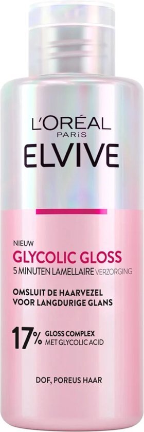 L&#39;Or&#233;al Paris Elvive Glycolic Gloss 5 Minuten Lamellaire Verzorging - voor dof, poreus haar - met glycolic acid voor glanzend haar - 200 ml