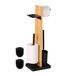 Merkloos Relaxdays toiletbutler, bamboe, 68 x 27 x 18 cm, staande toiletrolhouder, wc-borstel, reserverolhouder, zwart-natuur