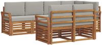 vidaXL - Bank loungeset - 7 zitplekken - Naturel en lichtgrijs - Polyester
