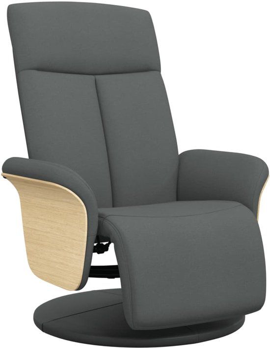 vidaXL Fauteuil verstelbaar met voetensteun stof donkergrijs