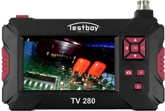 Testboy TV 280 mobiele endoscopiecamera met LCD-display, inspectiecamera (tot 5 uur bedrijfstijd, reële tijd weergave, geïntegreerde LED-verlichting en twee meter lange flexibele kabel), zwart
