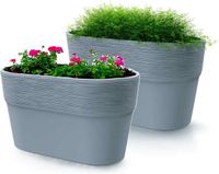 Prosperplast Windsor Plantenpot/bloempot - 2x - lichtgrijs - L28 x B15 x H15 cm - Ovaal