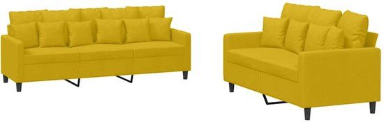 vidaXL 2-delige Loungeset met kussens fluweel geel