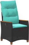 vidaXL Ligstoel voor tuin, zwart en turquoise, 64 x 57,5 x 112 cm
