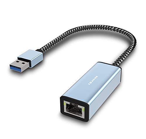 BENFEI Ethernet-adapter, USB 3.0 naar RJ45 1000Mbps Gigabit LAN-adapter compatibel voor MacBook, Surface Pro, pc met Windows7/8/10, XP, Vista, Mac [Aluminium Shell & Nylon kabel]
