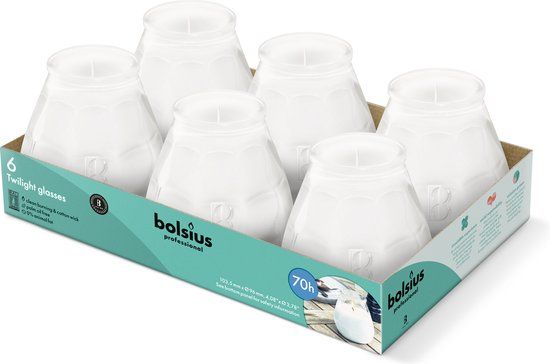 Bolsius - Twilight - Kaars in glas - Patio - Wit - Tray 6 - 70 branduren