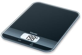 Beurer KS 19 Black keukenweegschaal (digitale keukenweegschaal, met tarra-weegfunctie, sensortoetsbediening, draagvermogen van 5 kg)