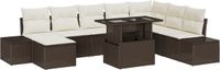 vidaXL Tuinbank Set 9-delig Bruin Polyrattan