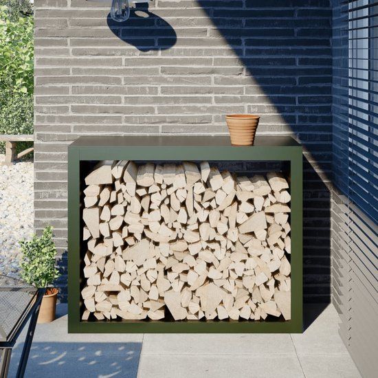 vidaXL Haardhoutrek - 100x40x80 cm - staal - groen