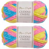 Utopia Crafts Cuddle Ombre Super Chunky Chenille garen voor breien en haken, 2 x 100 g (suikerspin, 2 x 100 g)