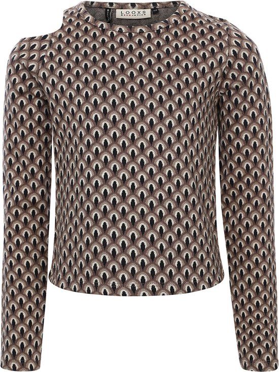 LOOXS 10sixteen Meisjes T-shirt Lange Mouw Beige Dessin Maat 140