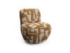 Fauteuil de salon pivotant en tissu texturé à motifs moutarde
