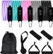 OEM BeiJingLiangPinJiaZuoKeJiWenHuaFaZhanYouXianGongSi Set van Weerstandsbanden, 5 Verschillende Dikte, Tot 100 kg, Inclusief Handvatten, Enkelband, Deuranker en Draagtas voor Spieropbouw, Yoga en Pilates Training