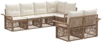 vidaXL Tuinbank Set 7-Zits Beige Poly Rattan