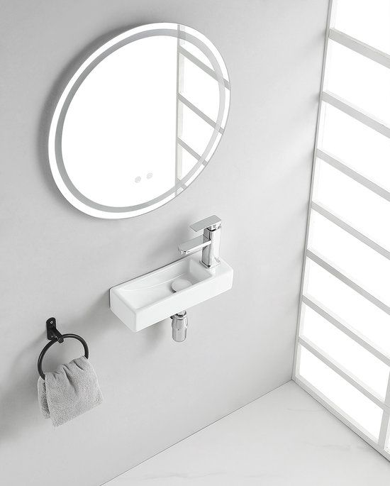 Wiesbaden Trim Mini Fontein - 38x14x8cm - Rechts - Wit