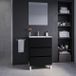 Saniclass Chaci PLUS Badkamermeubelset - 60x86x46cm - keramische wastafel wit - 1 wasbak - 1 kraangat - 3 lades - rechthoekige spiegel - mat zwart