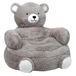 Stof Textiles Poef om te zitten Pluche Beer - grijs - D45 x H45 cm - bijzet stoeltje voor Enfants - polyester - zit meubel