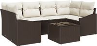 vidaXL - Bankstel - 1-zits - Bruin en Wit - Polyrattan