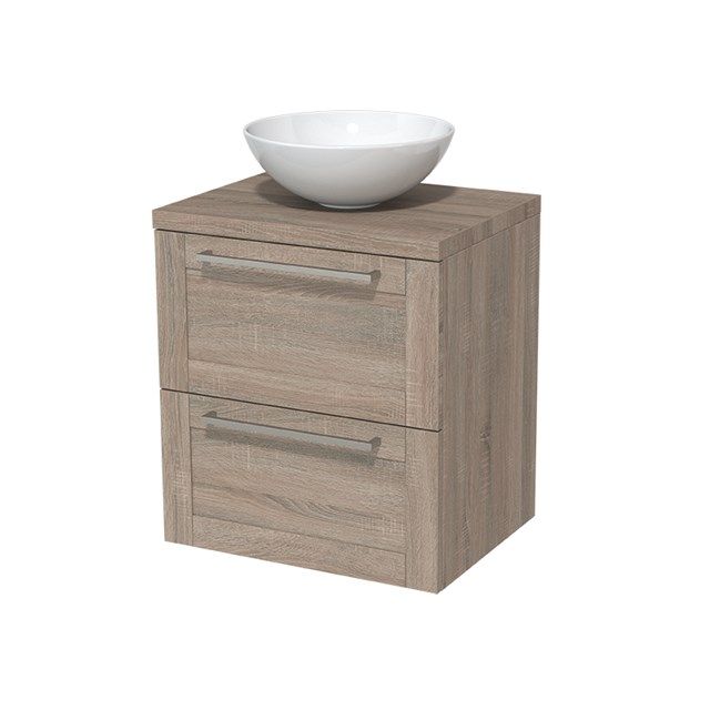 Maxaro Badkamermeubel voor Waskom 60cm Modulo Plato Eiken 2 Lades Kader