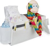 Relaxdays bedside pocket - 8 vakken - vilt - 23 x 43 x 11 cm - opbergzak - wit