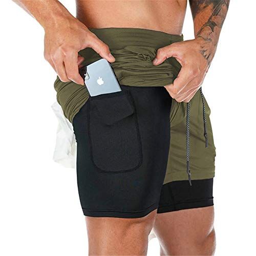 Superora Men's Sport Shorts Running Shorts 2 in 1 Short Running Sport Pants Fitness Training with Built-in Pockets