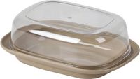 Urban Living Botervloot met deksel - beige/transparant - kunststof - 17 x 12 x 6 cm