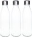 Merkloos / Sans marque Makito Western Europe 3x Stuks glazen waterfles/drinkfles transparant met Rvs dop 650 ml
