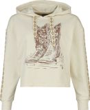 Pussy Deluxe Wild West Boots Cropped Hoodie Dames Trui met capuchon - gebroken wit - XL