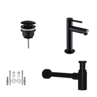 Sani Royal Badkamerplanet Toiletkraan set met afvoer en design sifon mat zwart