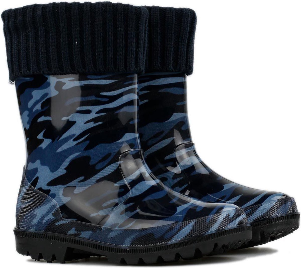 FashionBootZ *gevoerd* regenlaarsjes navy camo-28