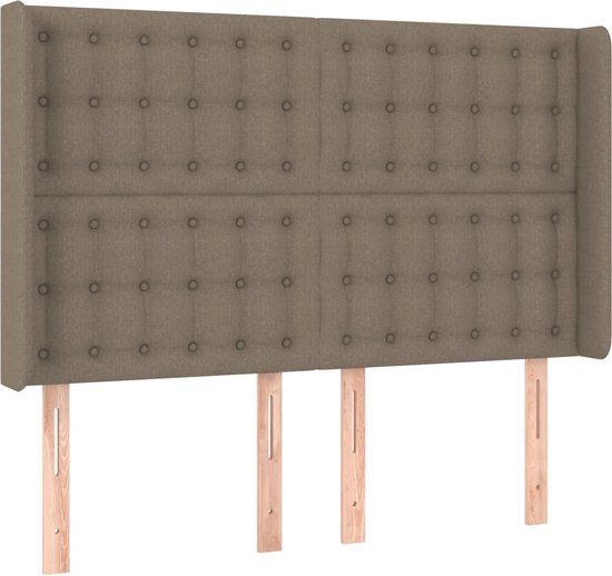 VidaXL Hoofdbord met randen 147x16x118/128 cm stof taupe