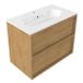 Saniclass Set de meuble de salle de bain avec cadre en bois - 80x45x73.9cm - Lavabo en céramique Chaci blanc - 1 vasque - 1 trou de robinet - 2 tiroirs - chêne mat naturel (bois) SW1578576/SW718717