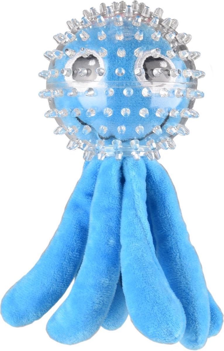 FLAMINGO Hondenspeelgoed Wilco inktvis - Blauw - 16 cm