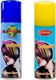 Goodmark Carnaval verkleed haarverf - haarspray - geel en blauw - 125 ml