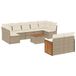 vidaXL Loungeset 10-delig met Kussens Poly Rattan Beige