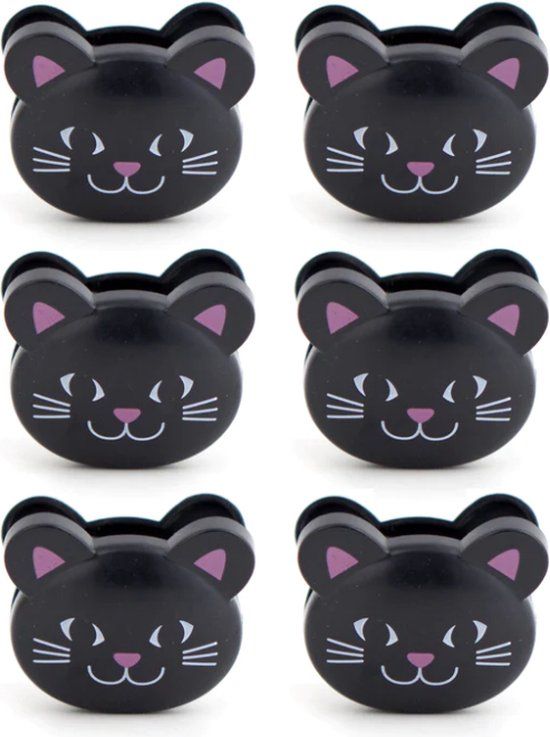 Kikkerland Kat Bag Clips (set Van 6) - Zwart
