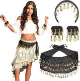 Boland - Set Belly dance zwart - Volwassenen - Vrouwen - Buikdanseres - 1001 Nacht